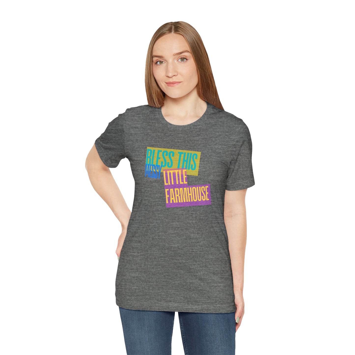 "Bless This Messy Little Farmhouse" Unisex Tee Western Shirt | Country Girl Tee | Rustic Graphic Tee | Free Spirit Apparel | Outdoor Lifestyle Tee | Vintage Country Shirt | Softstyle Unisex Tee | Faith-Based Country Girl Tee | Rustic Christian Shirt