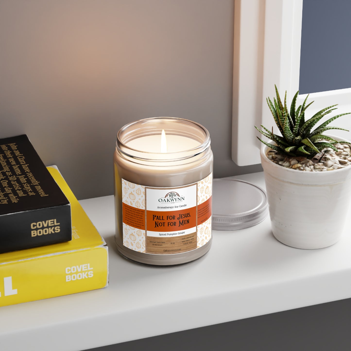 Aromatherapy Soy Candle- "Fall for Jesus. Not for Men" | 9oz | Spiced Pumpkin Ginger