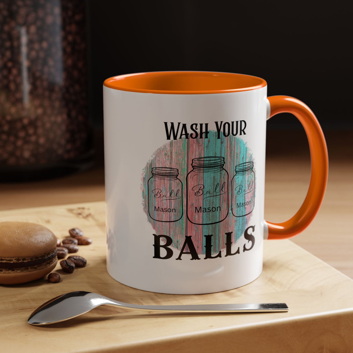 "Wash Your Balls" Funny Accent Coffee Mug - Wash Your Balls Humor Gift for Him, Unique Kitchen Decor, Gag Gift for Friends, Coffee Lovers