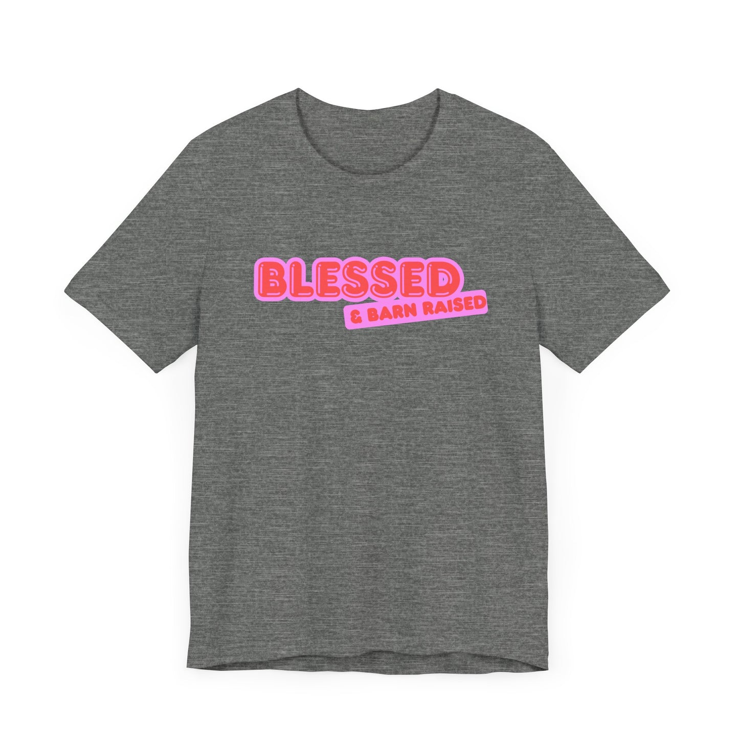 "Blessed & Barn Raised" Western Shirt | Country Girl Tee | Rustic Graphic Tee | Free Spirit Apparel | Outdoor Lifestyle Tee | Vintage Country Shirt | Softstyle Unisex Tee | Faith-Based Country Girl Tee | Rustic Christian Shirt
