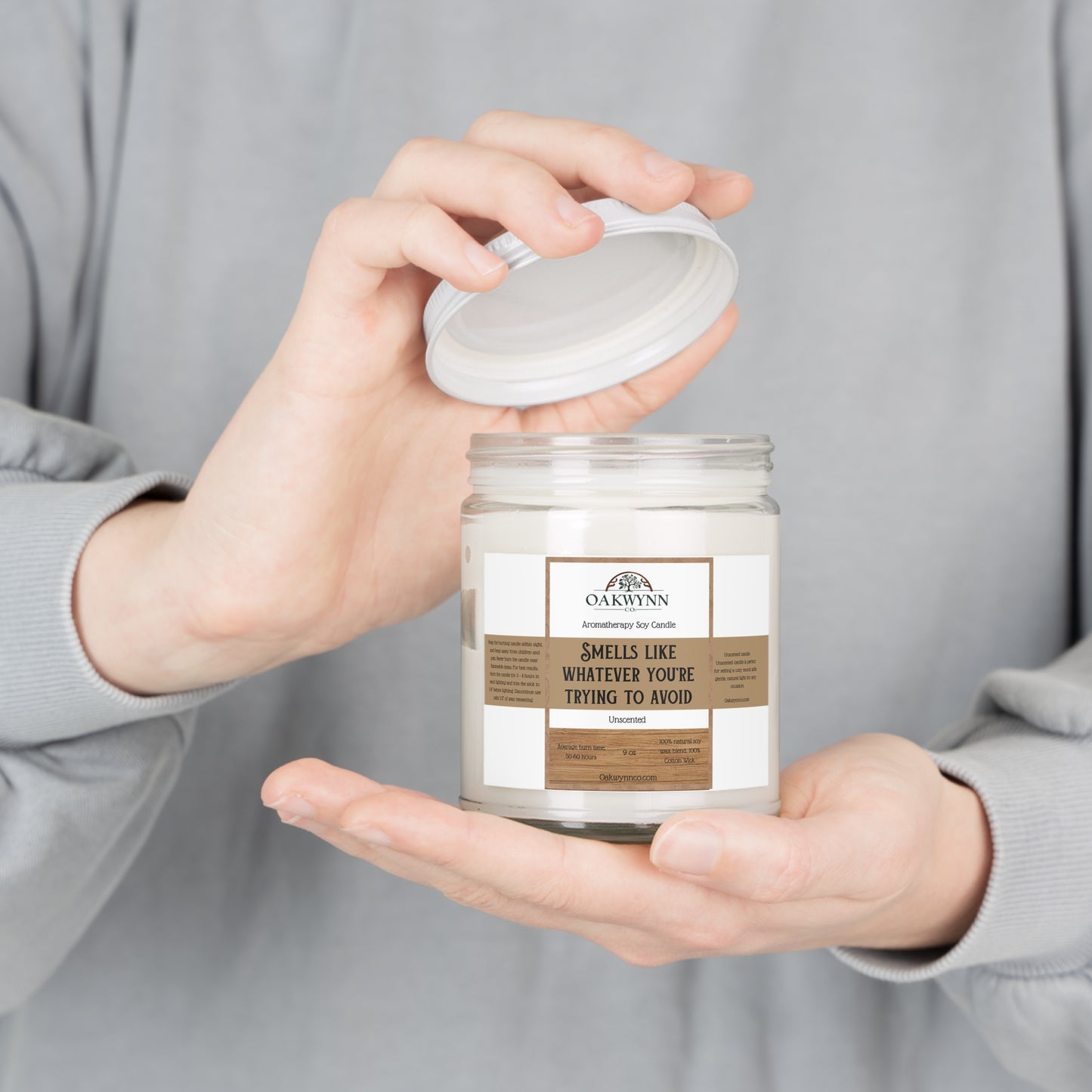 Aromatherapy Soy Candle - "Smells Like Whatever You're Trying to Avoid" | 9oz | Unscented