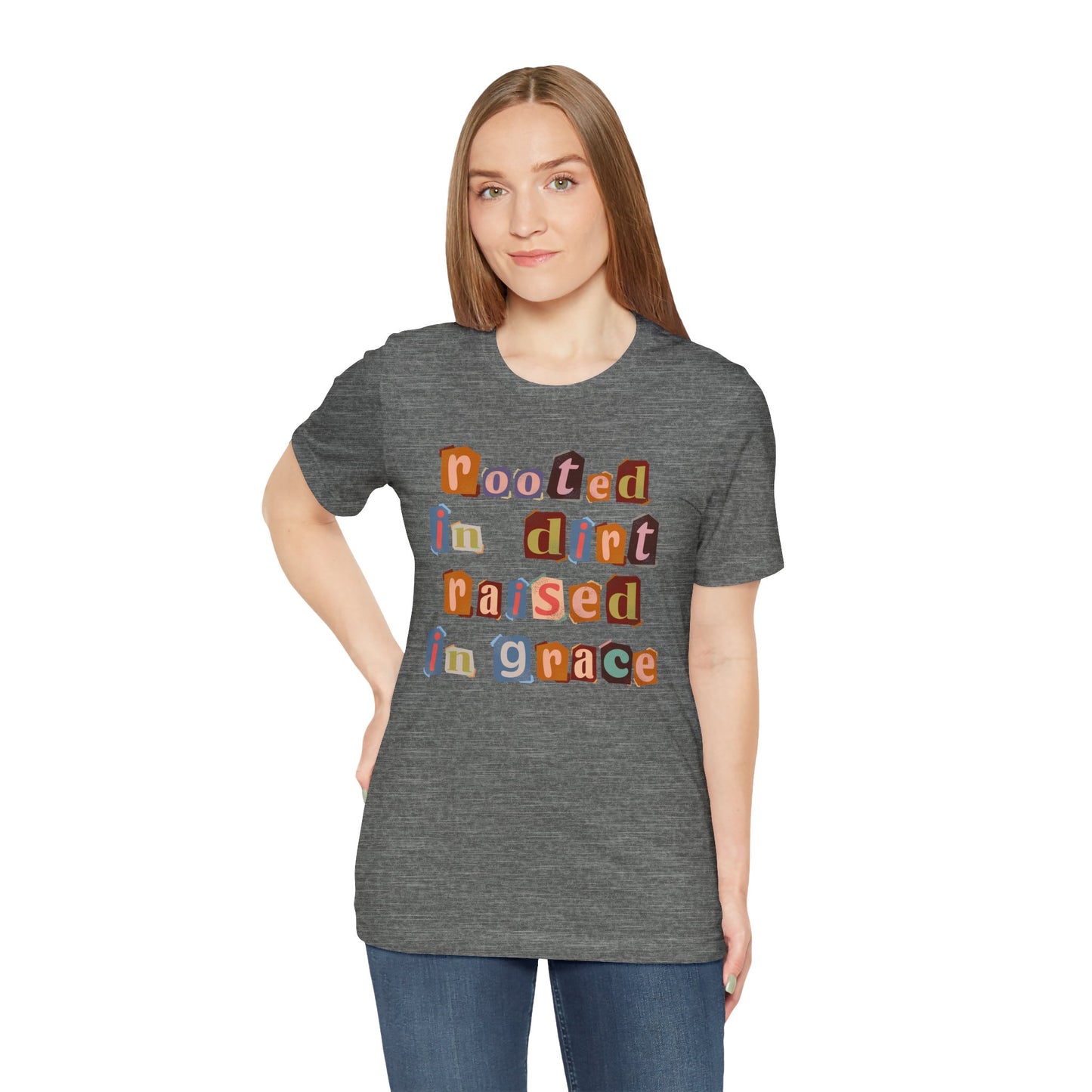"Rooted in Dirt, Raised in Grace" | Western Shirt | Country Girl Tee | Rustic Graphic Tee | Free Spirit Apparel | Outdoor Lifestyle Tee | Vintage Country Shirt | Softstyle Unisex Tee | Faith-Based Country Girl Tee | Rustic Christian Shirt