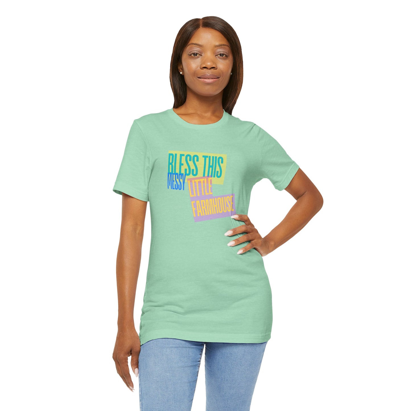 "Bless This Messy Little Farmhouse" Unisex Tee Western Shirt | Country Girl Tee | Rustic Graphic Tee | Free Spirit Apparel | Outdoor Lifestyle Tee | Vintage Country Shirt | Softstyle Unisex Tee | Faith-Based Country Girl Tee | Rustic Christian Shirt