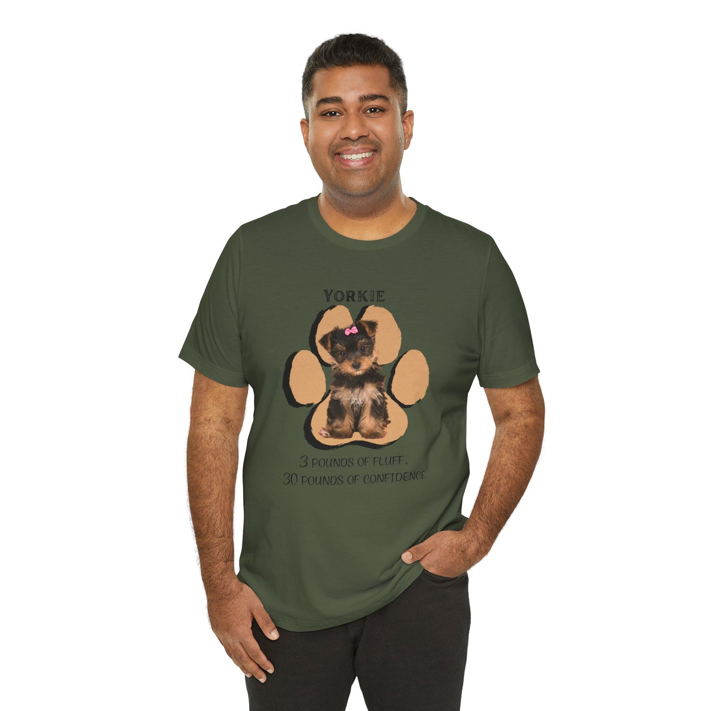 Yorkshire Terrier Graphic Tee - 3 Pounds of Fluff, 30 Pounds of Confidence | Dog Lover T-Shirt | Gift for Pet Owners