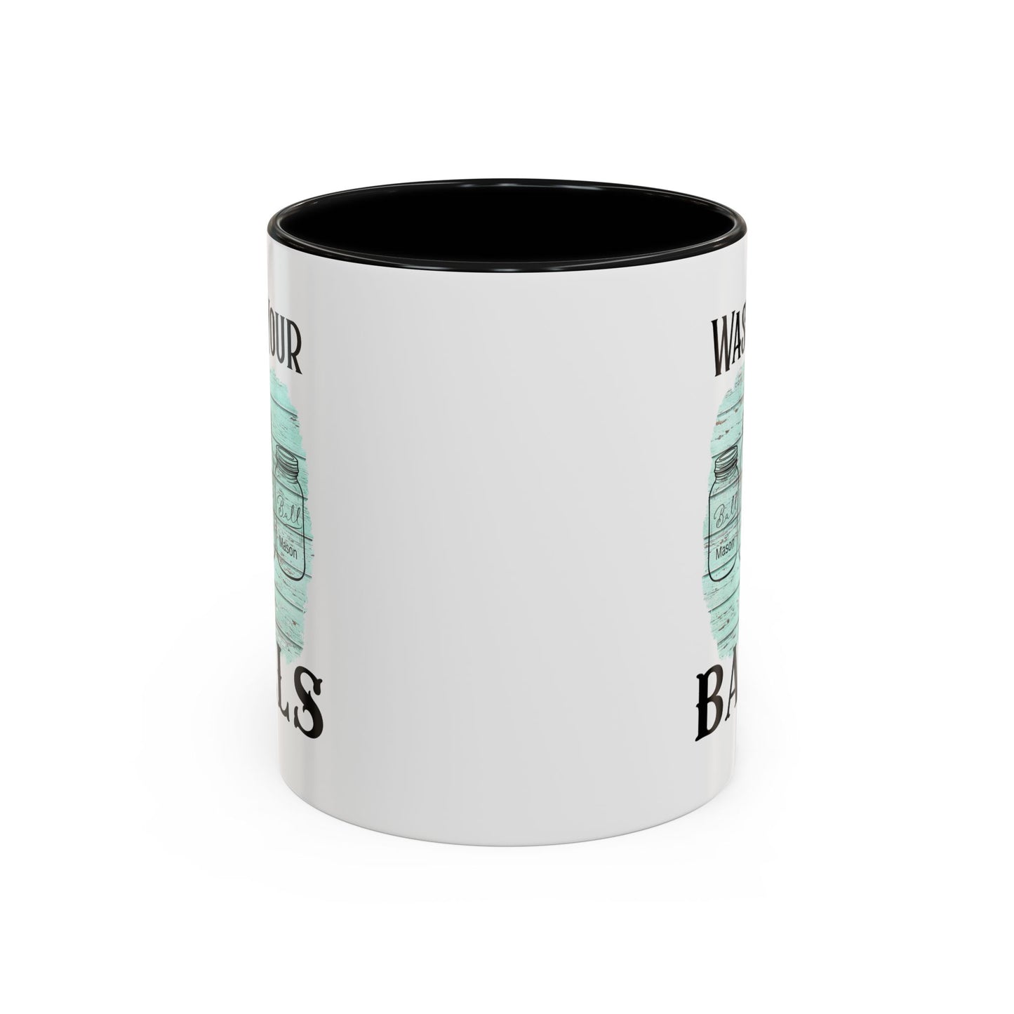 "Wash Your Balls" Blue Wood, Humorous Accent Coffee Mug for Everyday Laughs, Perfect Gift for Friends, Fun Kitchen Decor, Unique Housewarming Gift, Novelty Coffee Cup