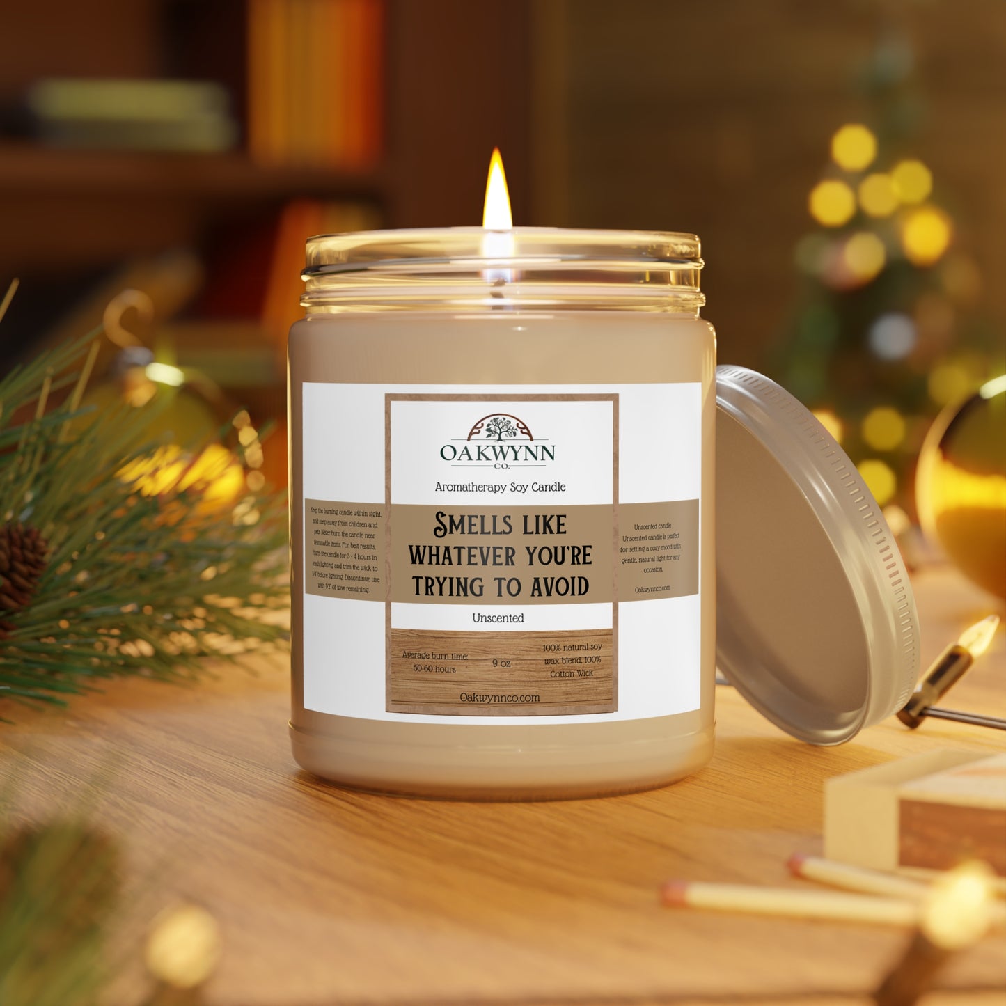 Aromatherapy Soy Candle - "Smells Like Whatever You're Trying to Avoid" | 9oz | Unscented