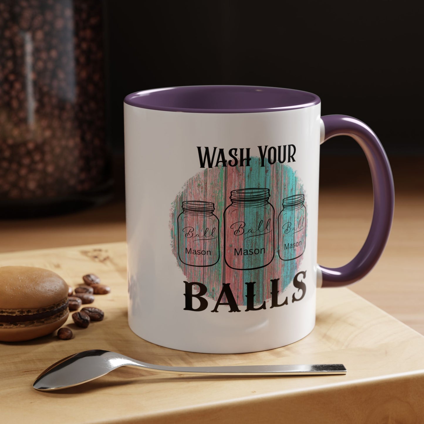 "Wash Your Balls" Funny Accent Coffee Mug - Wash Your Balls Humor Gift for Him, Unique Kitchen Decor, Gag Gift for Friends, Coffee Lovers