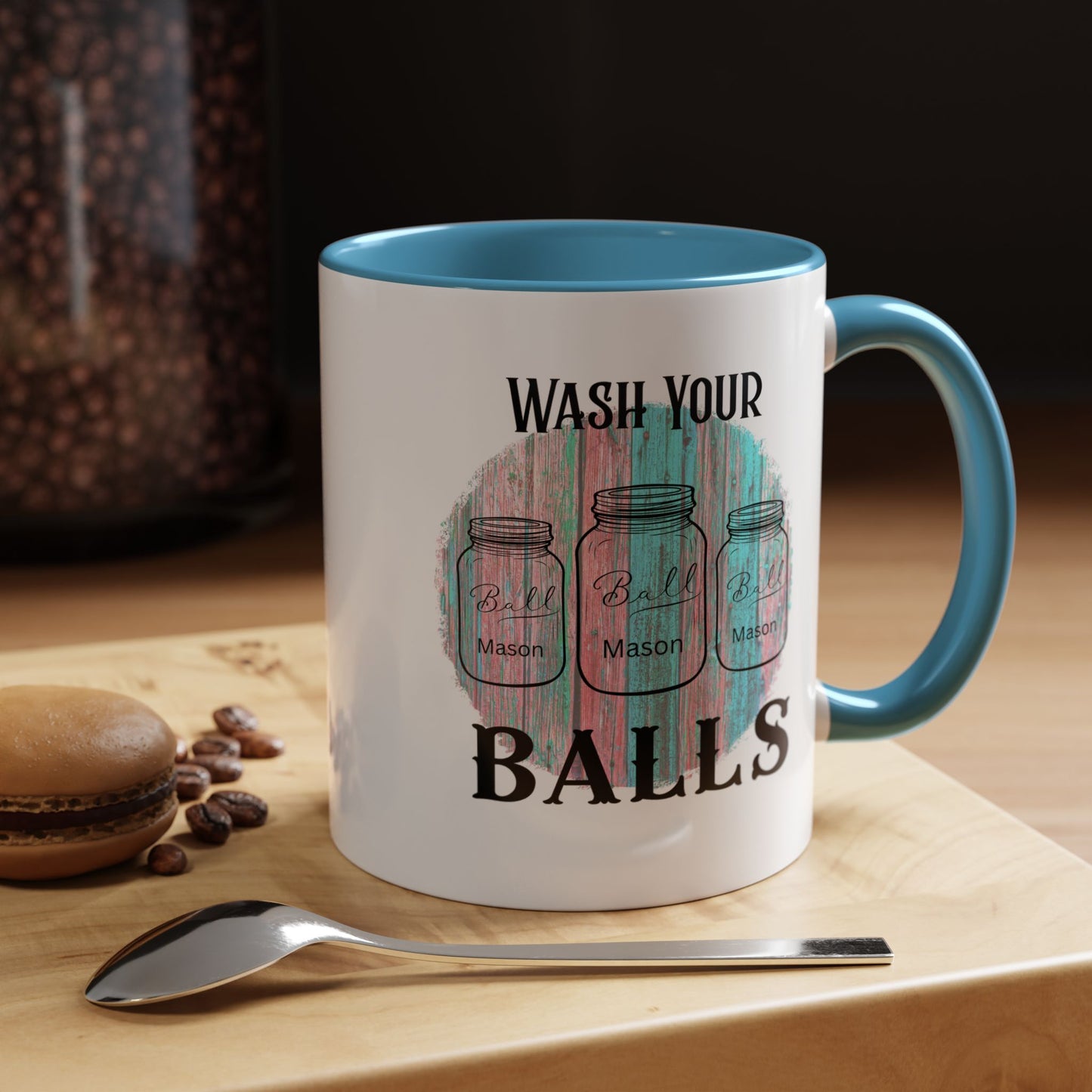 "Wash Your Balls" Funny Accent Coffee Mug - Wash Your Balls Humor Gift for Him, Unique Kitchen Decor, Gag Gift for Friends, Coffee Lovers