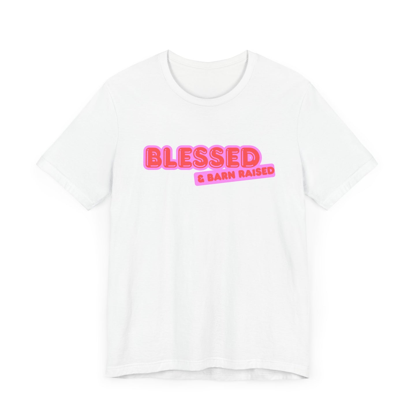 "Blessed & Barn Raised" Western Shirt | Country Girl Tee | Rustic Graphic Tee | Free Spirit Apparel | Outdoor Lifestyle Tee | Vintage Country Shirt | Softstyle Unisex Tee | Faith-Based Country Girl Tee | Rustic Christian Shirt