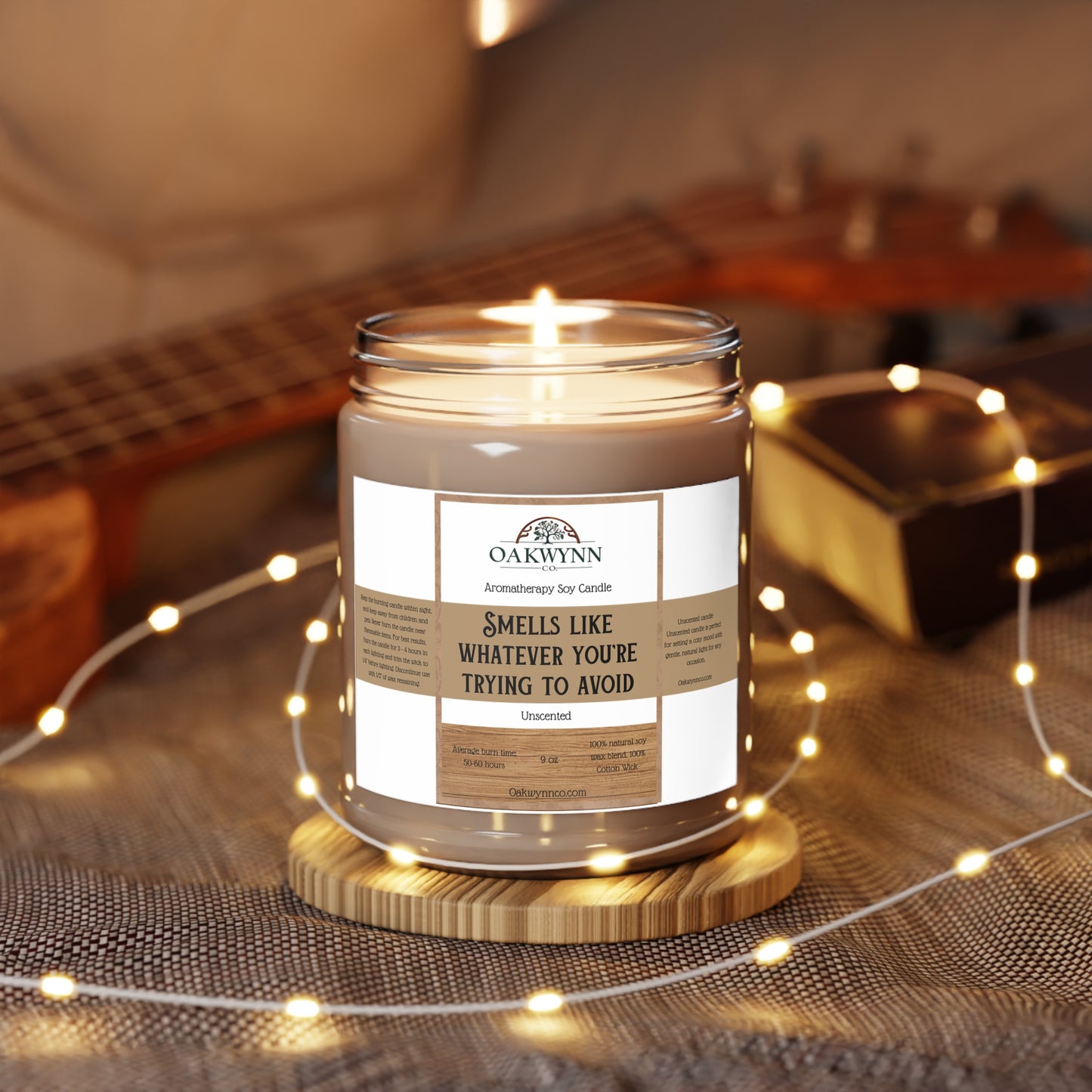 Aromatherapy Soy Candle - "Smells Like Whatever You're Trying to Avoid" | 9oz | Unscented