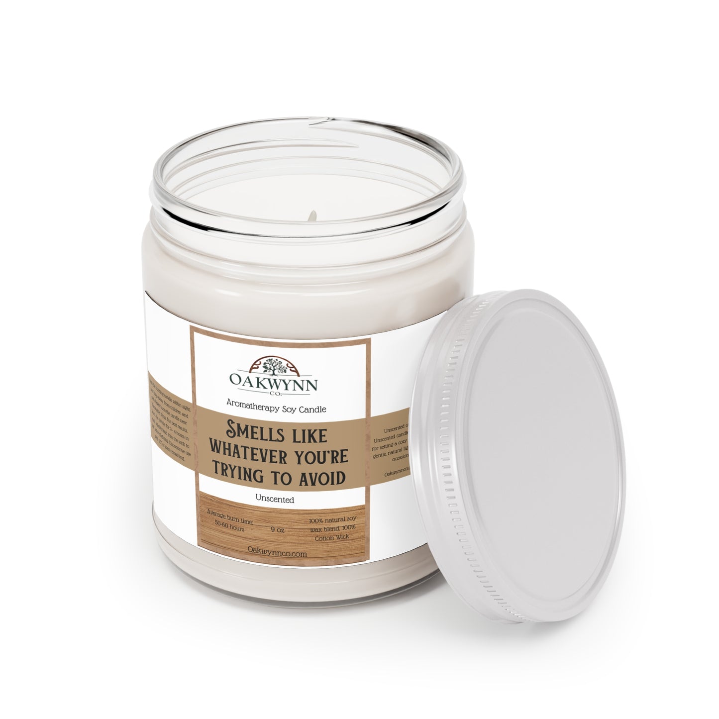 Aromatherapy Soy Candle - "Smells Like Whatever You're Trying to Avoid" | 9oz | Unscented