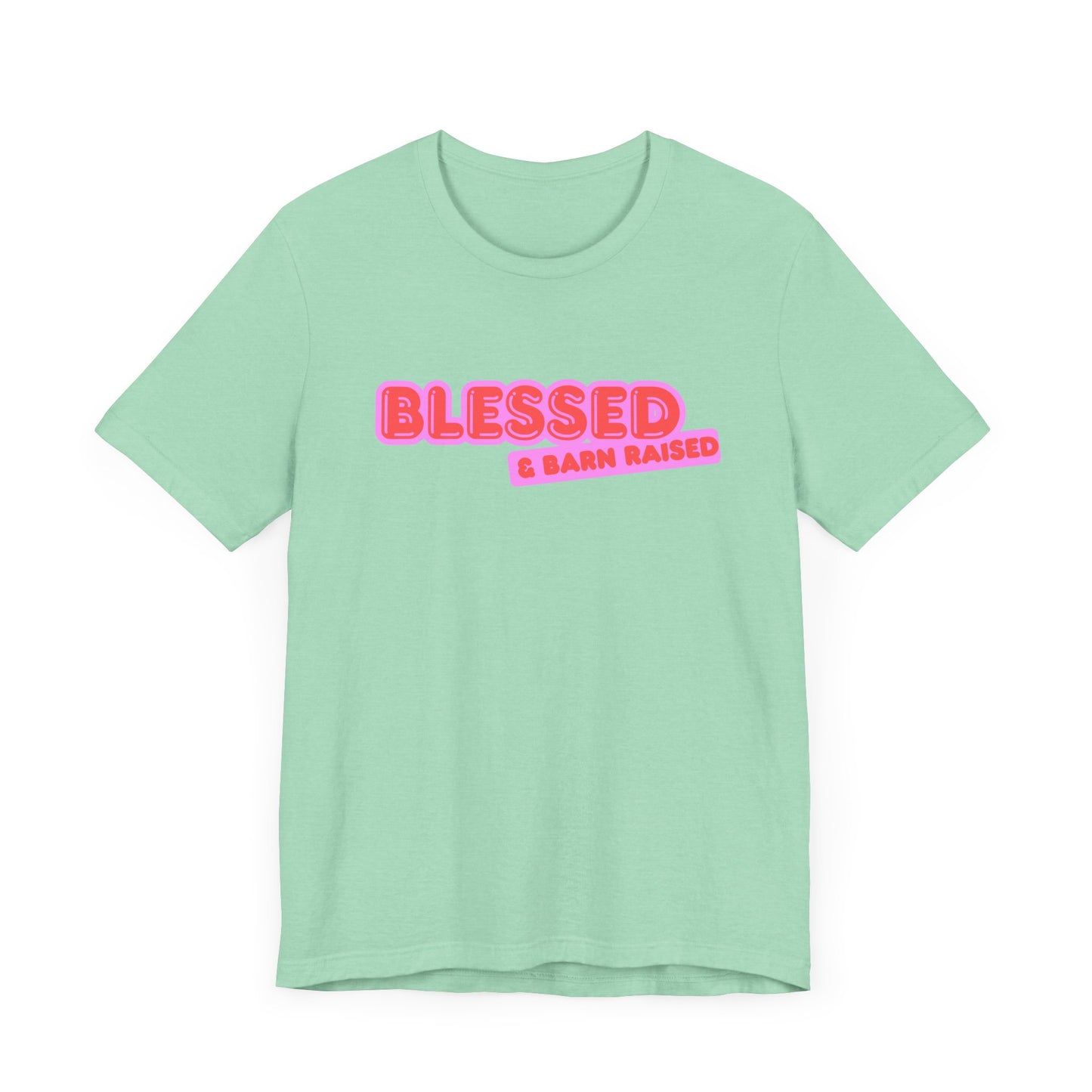 "Blessed & Barn Raised" Western Shirt | Country Girl Tee | Rustic Graphic Tee | Free Spirit Apparel | Outdoor Lifestyle Tee | Vintage Country Shirt | Softstyle Unisex Tee | Faith-Based Country Girl Tee | Rustic Christian Shirt