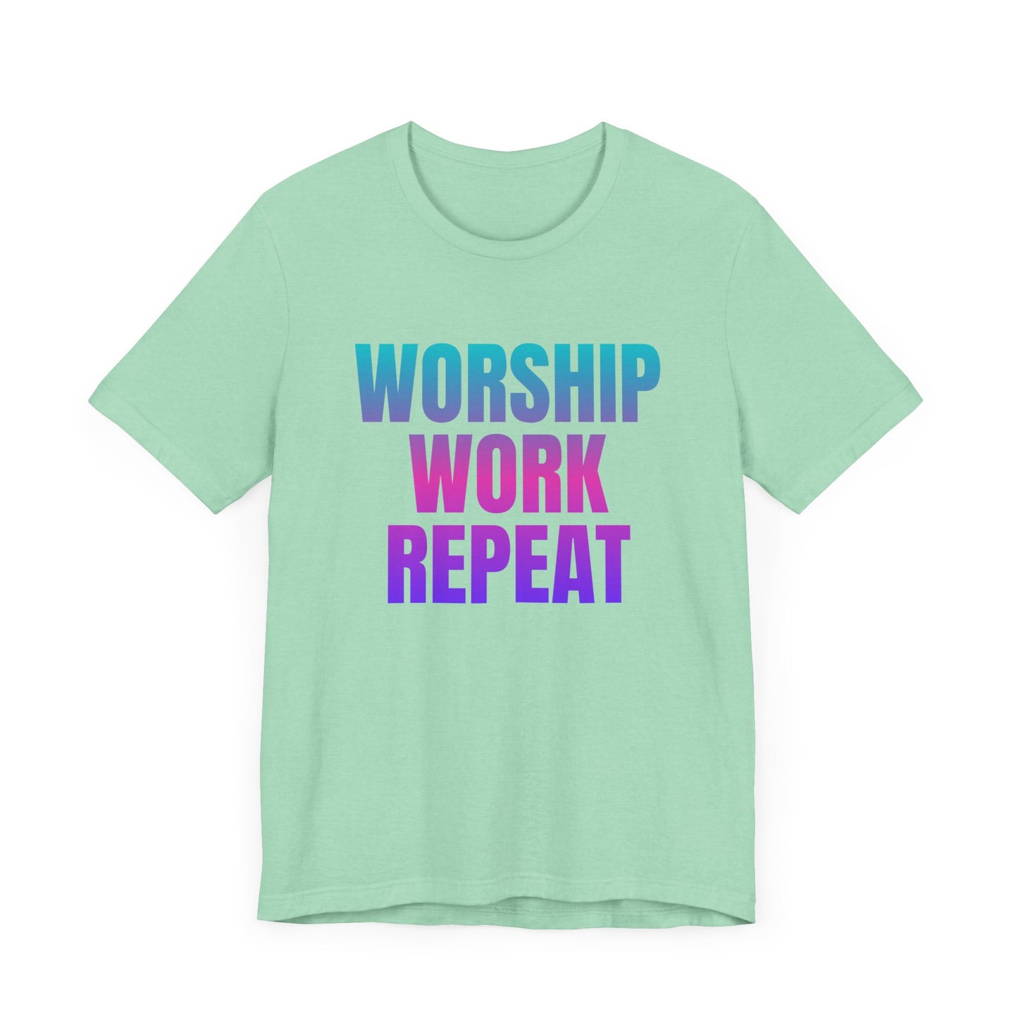 Motivational Unisex Tee - 'Worship Work Repeat' Western Shirt | Country Girl Tee | Rustic Graphic Tee | Free Spirit Apparel | Outdoor Lifestyle Tee | Vintage Country Shirt | Softstyle Unisex Tee | Faith-Based Country Girl Tee | Rustic Christian Shirt