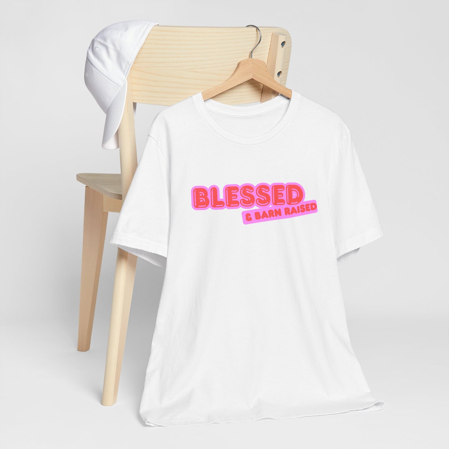 "Blessed & Barn Raised" Western Shirt | Country Girl Tee | Rustic Graphic Tee | Free Spirit Apparel | Outdoor Lifestyle Tee | Vintage Country Shirt | Softstyle Unisex Tee | Faith-Based Country Girl Tee | Rustic Christian Shirt