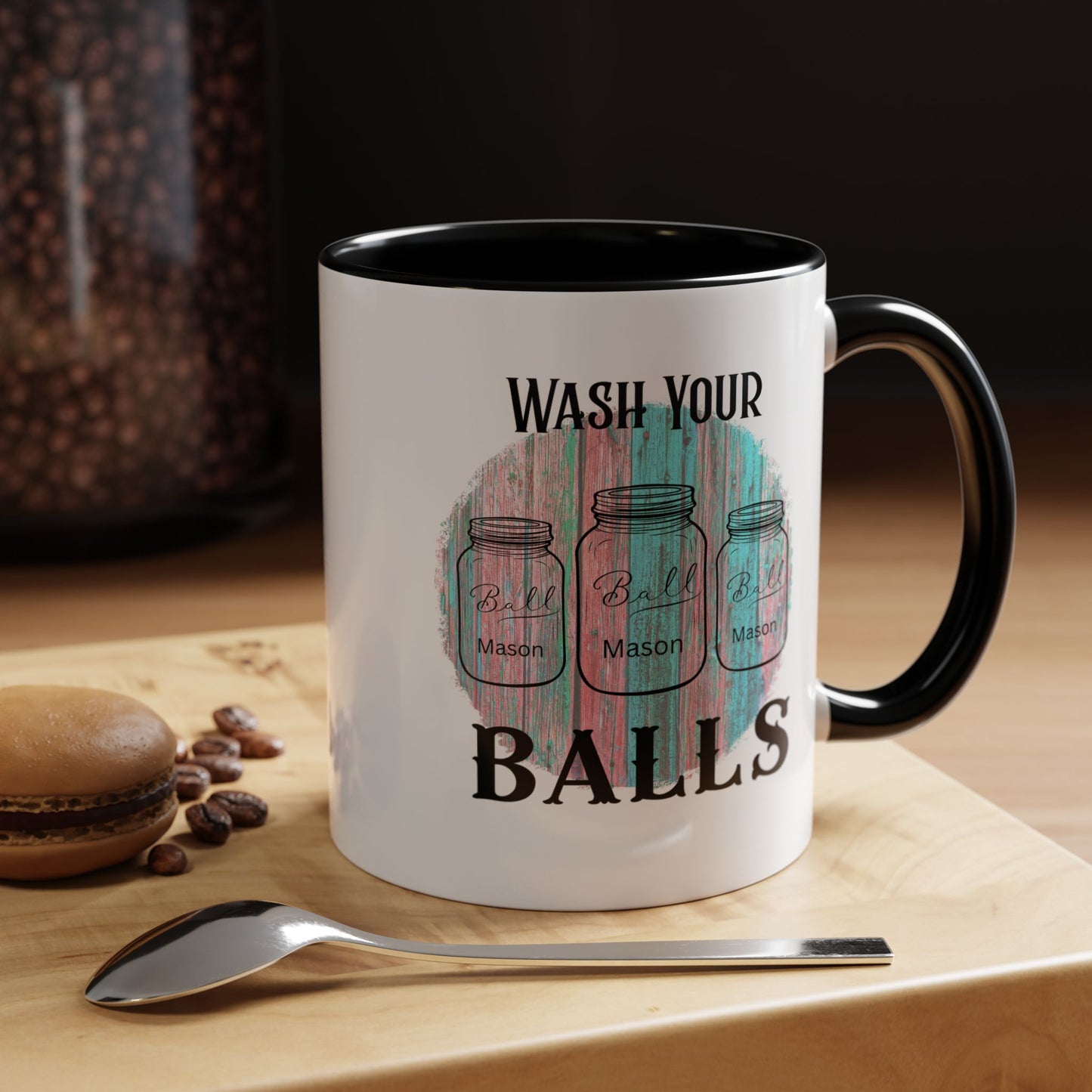 "Wash Your Balls" Funny Accent Coffee Mug - Wash Your Balls Humor Gift for Him, Unique Kitchen Decor, Gag Gift for Friends, Coffee Lovers