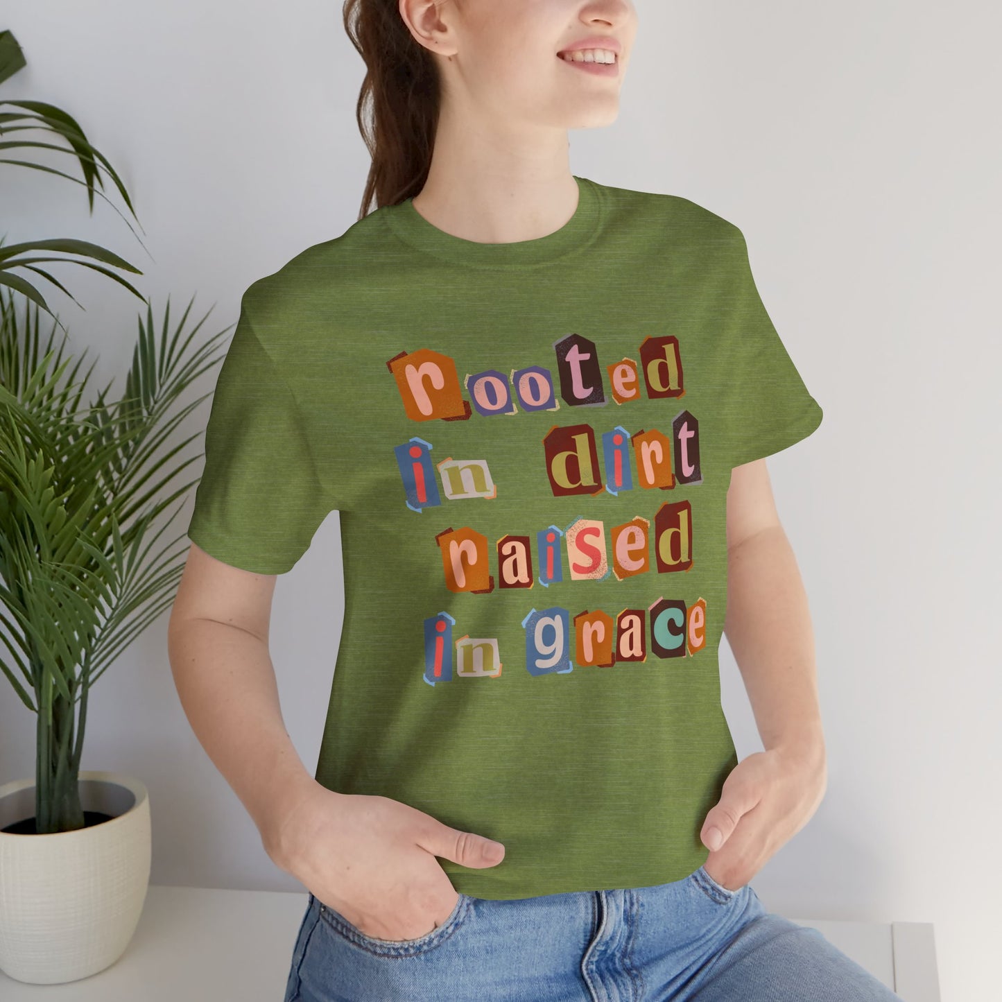 "Rooted in Dirt, Raised in Grace" | Western Shirt | Country Girl Tee | Rustic Graphic Tee | Free Spirit Apparel | Outdoor Lifestyle Tee | Vintage Country Shirt | Softstyle Unisex Tee | Faith-Based Country Girl Tee | Rustic Christian Shirt