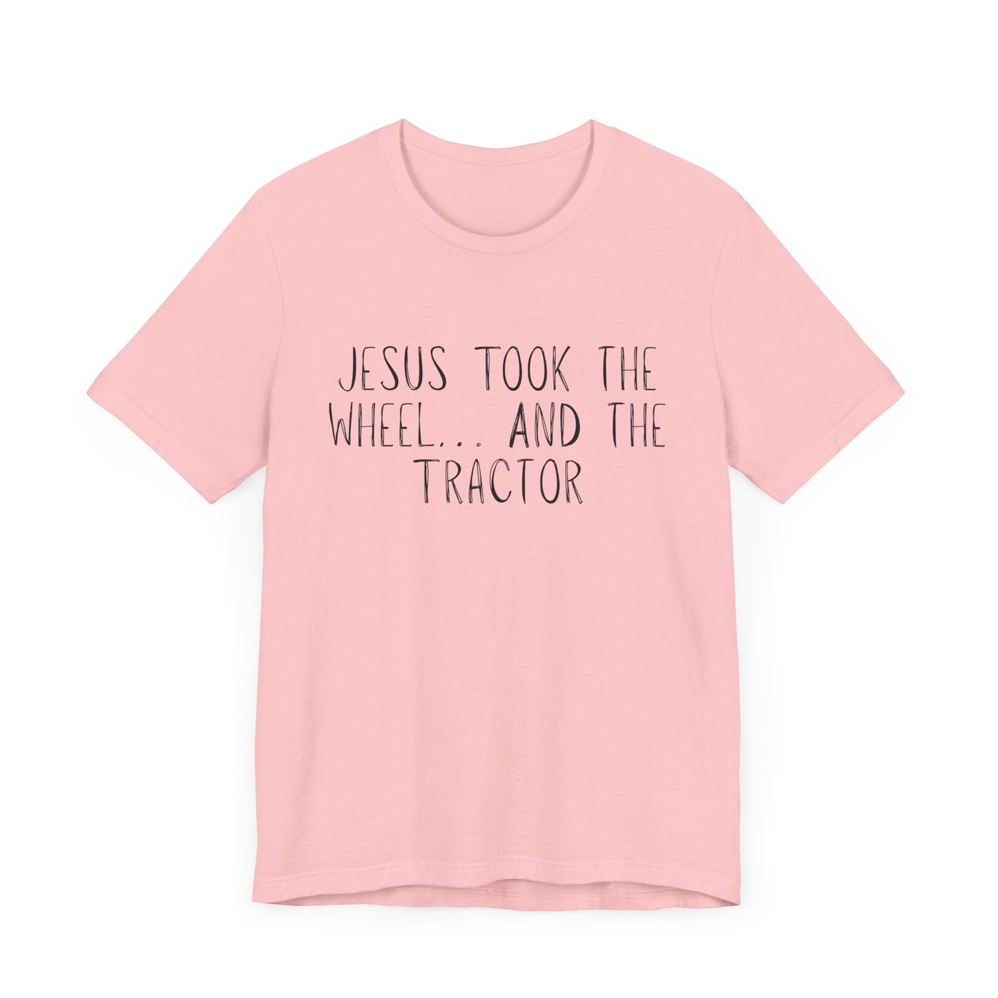 "Jesus Took the Wheel And The Tractor" Western Shirt | Country Girl Tee | Rustic Graphic Tee | Free Spirit Apparel | Outdoor Lifestyle Tee | Vintage Country Shirt | Softstyle Unisex Tee | Faith-Based Country Girl Tee | Rustic Christian Shirt