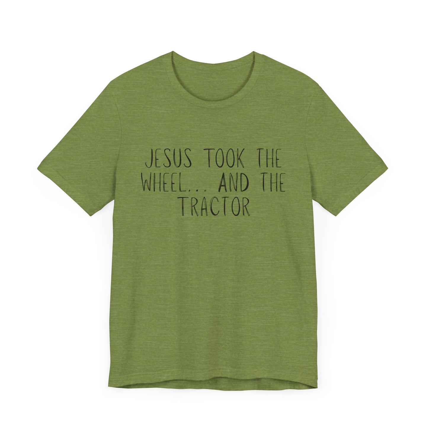 "Jesus Took the Wheel And The Tractor" Western Shirt | Country Girl Tee | Rustic Graphic Tee | Free Spirit Apparel | Outdoor Lifestyle Tee | Vintage Country Shirt | Softstyle Unisex Tee | Faith-Based Country Girl Tee | Rustic Christian Shirt