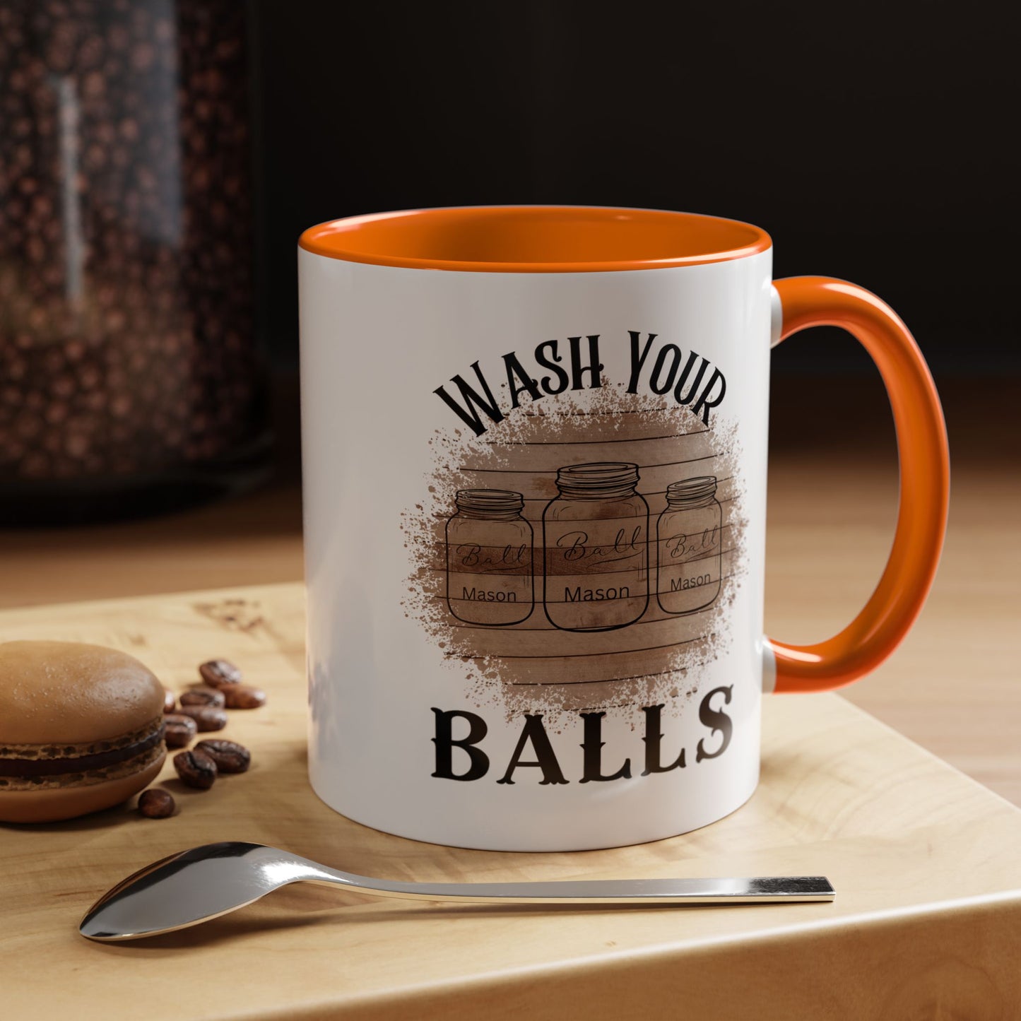 "Wash Your Balls" Wood, Humorous Coffee Mug for Outdoor Lovers, Funny Gift, Wash Your Balls Mug, Coffee Lover Gift, Unique Kitchenware