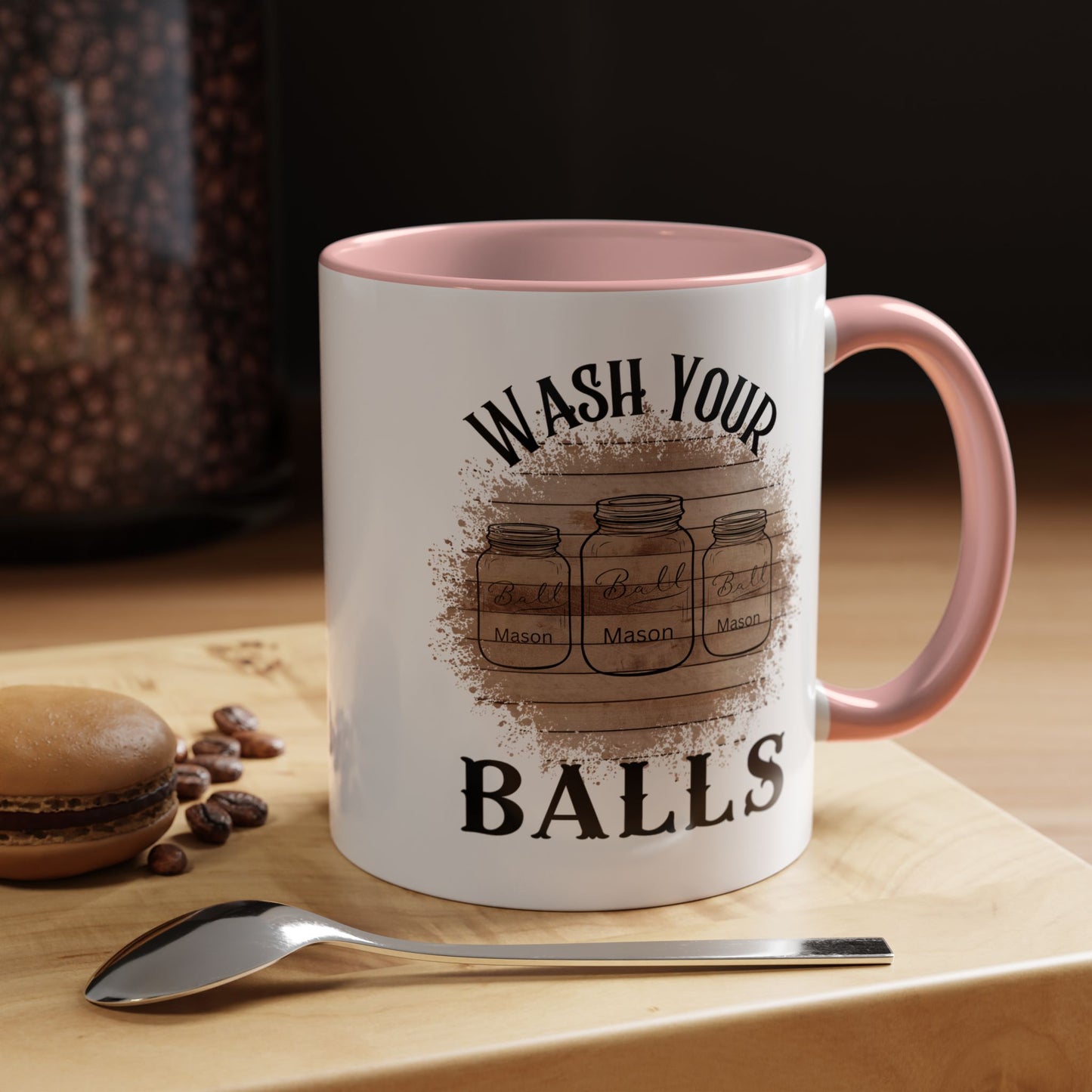 "Wash Your Balls" Wood, Humorous Coffee Mug for Outdoor Lovers, Funny Gift, Wash Your Balls Mug, Coffee Lover Gift, Unique Kitchenware