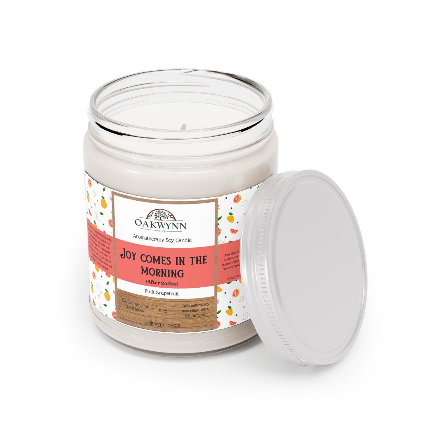 Aromatherapy Soy Candle - 'Joy Comes in the morning (After Coffee)' | 9oz | Pink Grapefruit