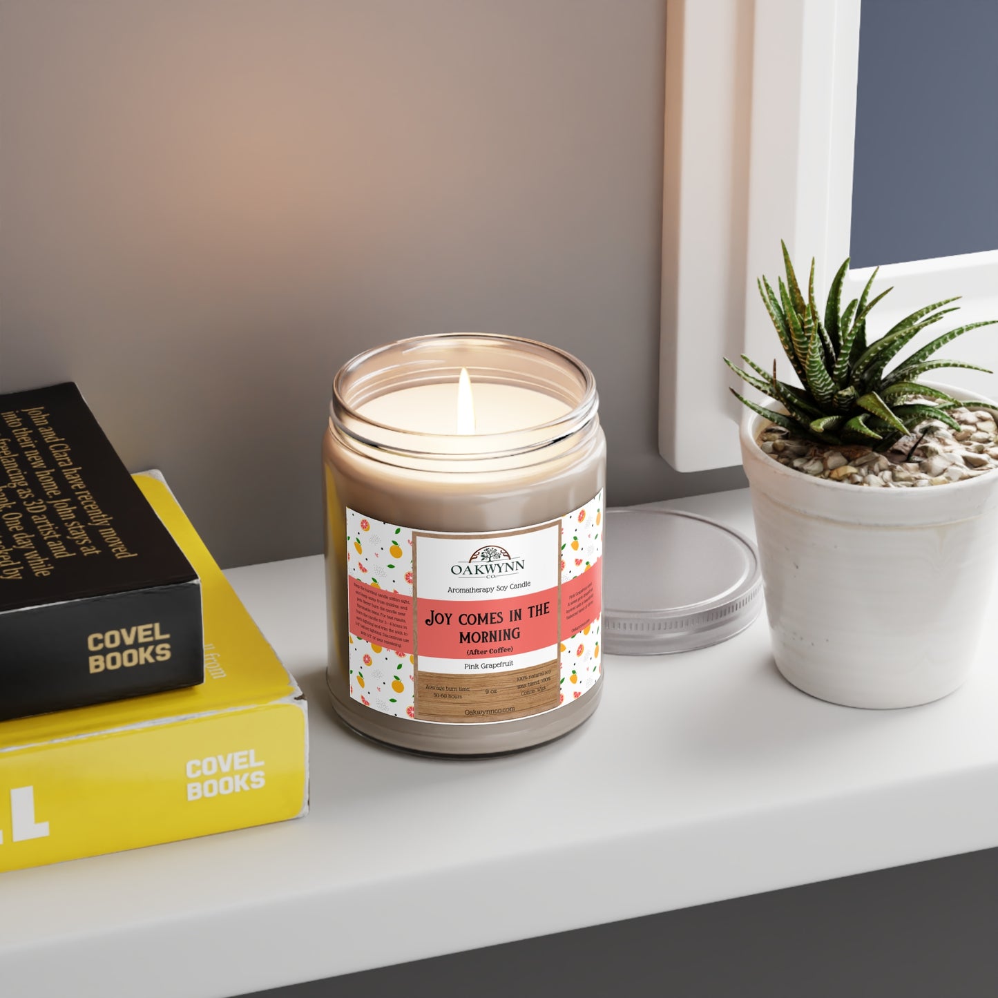 Aromatherapy Soy Candle - 'Joy Comes in the morning (After Coffee)' | 9oz | Pink Grapefruit