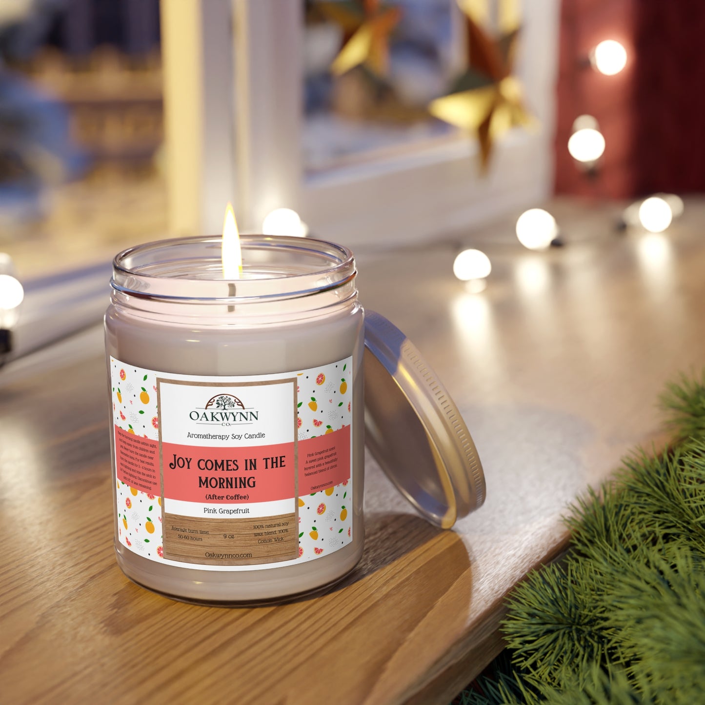 Aromatherapy Soy Candle - 'Joy Comes in the morning (After Coffee)' | 9oz | Pink Grapefruit