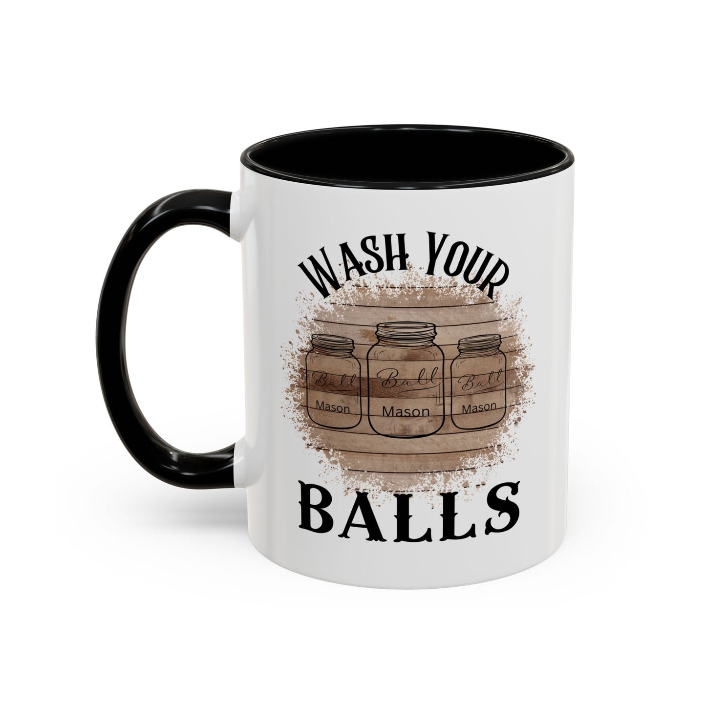 "Wash Your Balls" Wood, Humorous Coffee Mug for Outdoor Lovers, Funny Gift, Wash Your Balls Mug, Coffee Lover Gift, Unique Kitchenware