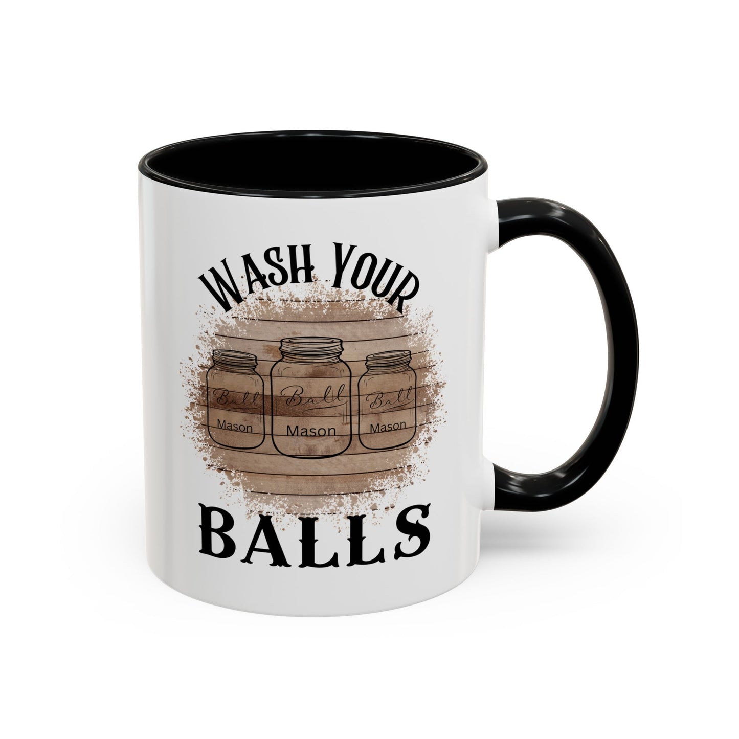 "Wash Your Balls" Wood, Humorous Coffee Mug for Outdoor Lovers, Funny Gift, Wash Your Balls Mug, Coffee Lover Gift, Unique Kitchenware