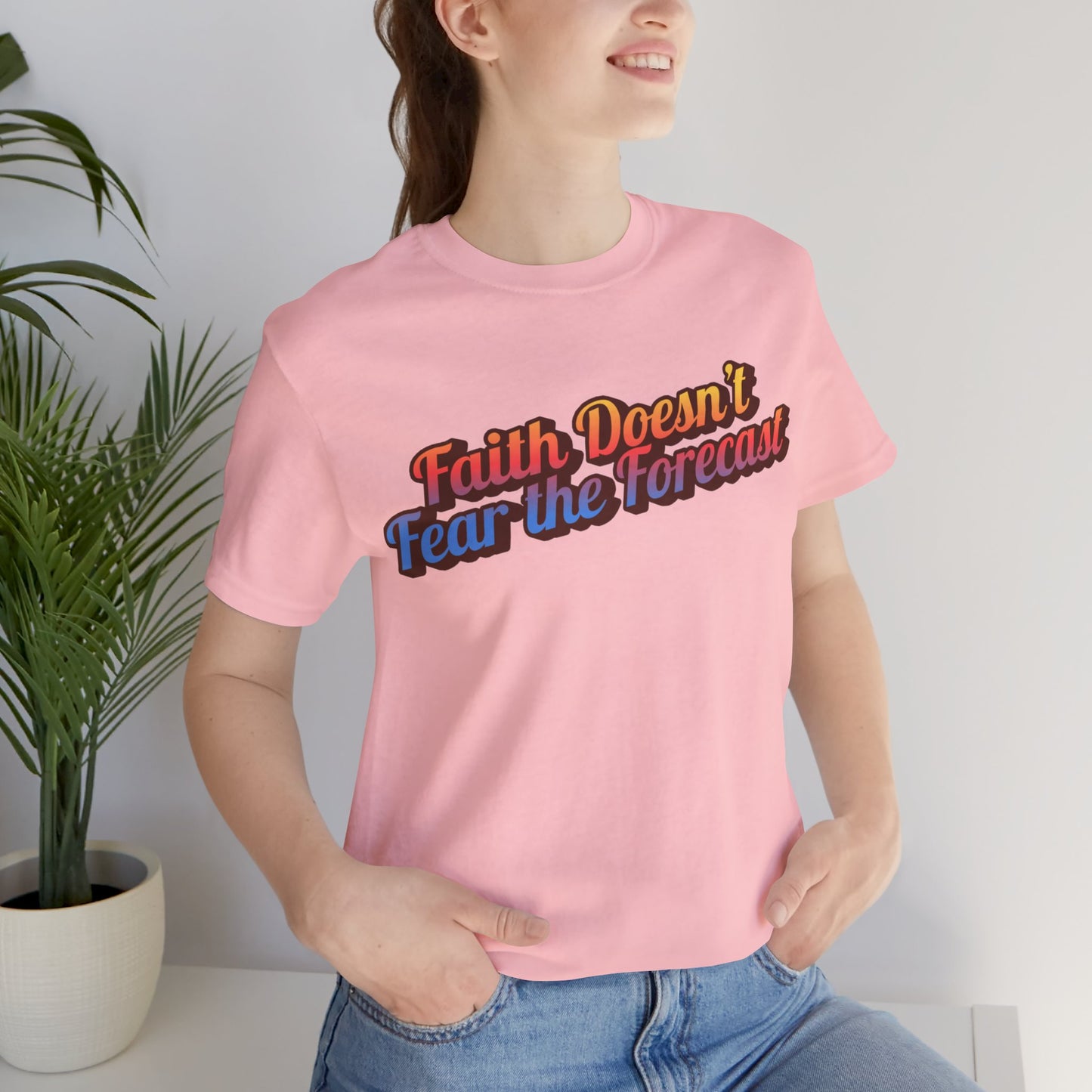 "Faith Doesn't Fear the Forecast" Western Shirt | Country Girl Tee | Rustic Graphic Tee | Free Spirit Apparel | Outdoor Lifestyle Tee | Vintage Country Shirt | Unisex Tee | Faith-Based Country Girl Tee | Rustic Christian Shirt