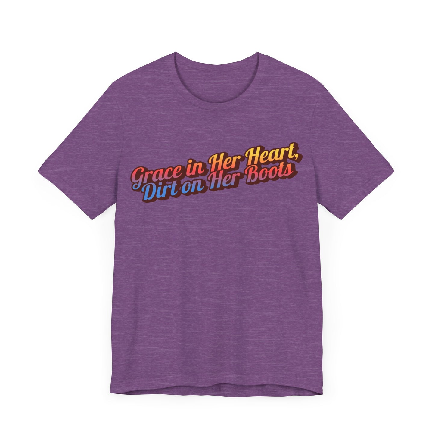 "Grace in Her Heart, Dirt On Her Boots" Western Shirt | Country Girl Tee | Rustic Graphic Tee | Free Spirit Apparel | Outdoor Lifestyle Tee | Vintage Country Shirt | Unisex Tee | Faith-Based Country Girl Tee | Rustic Christian Shirt